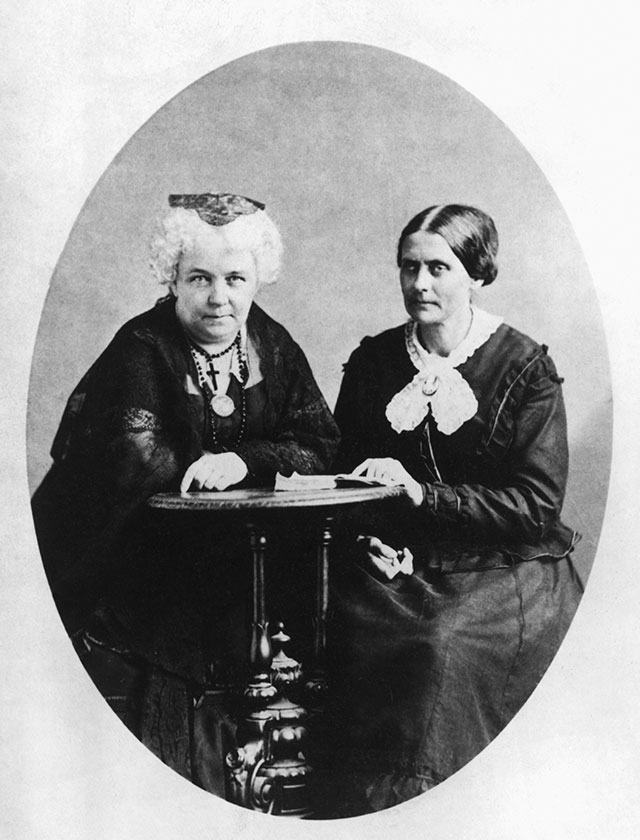 The godmothers of First Wave feminism, Elizabeth Cady Stanton (left) and Susan B. Anthony, met at a temperance meeting in 1851 and later turned their energies toward women’s rights. (Bettmann/Getty Images)