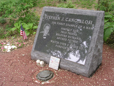 A headstone in the Memorial Gardens