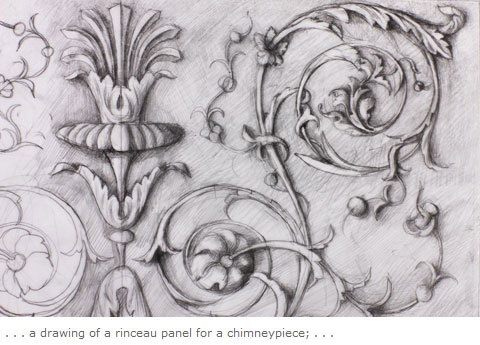 . . . a drawing of a rinceau panel for a chimneypiece; . . .