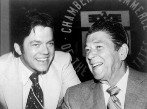 Art Laffer, the guru of supply-side economics, with Ronald Reagan