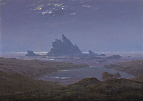 Friedrich's Rocky Reef on the Sea Shore evokes the largeness of time and space.