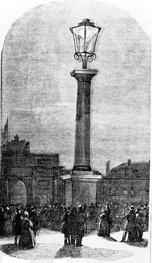 Applied science: Paris's first gas lamp, at the Place du Carrousel (1818)