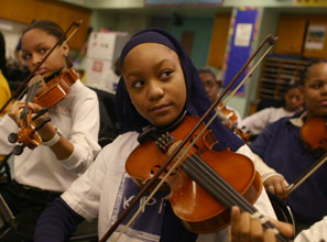 Aspiring musicians at the KIPP Academy in the South Bronx